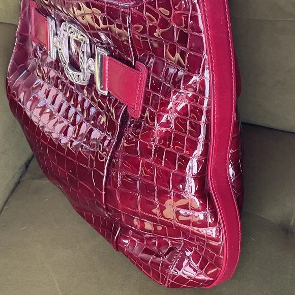 💜Brighton Burgundy Croc-Embossed Shoulder Bag - Picture 5 of 6